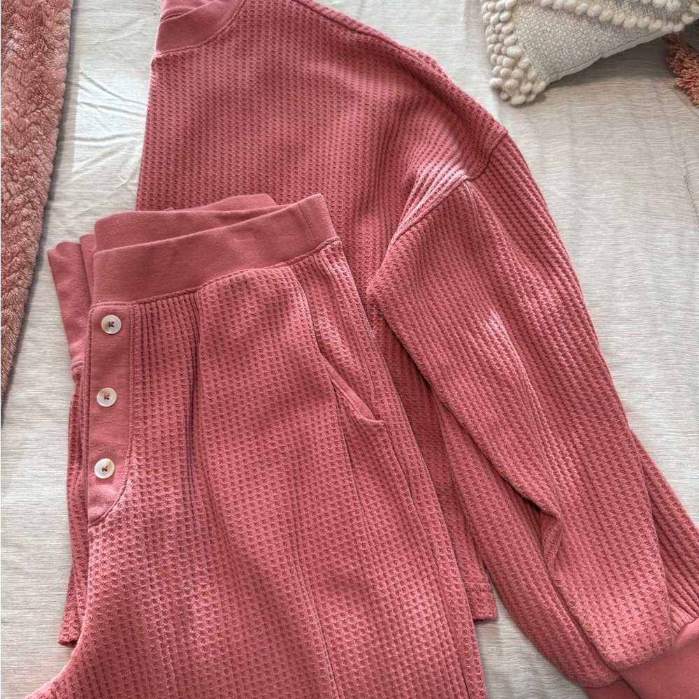 Mauve Waffle Knit Set